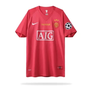 Camisola Retro da Final da UCL do Manchester United 2008 em casa com três estrelas