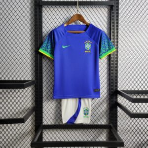 Kit maglia e pantaloncini Brasile 2022 World Cup Away Kids
