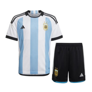 Kit maglia e pantaloncini Argentina 2022 World Cup Home Kids